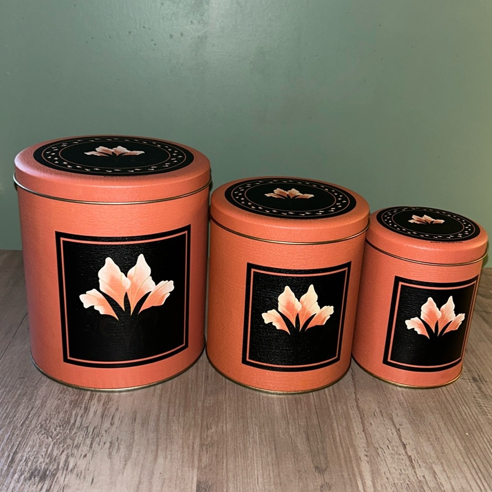 RARE Vintage House of Lloyd Set of 3 Nesting Tins Cinnamon Blossom Canis…